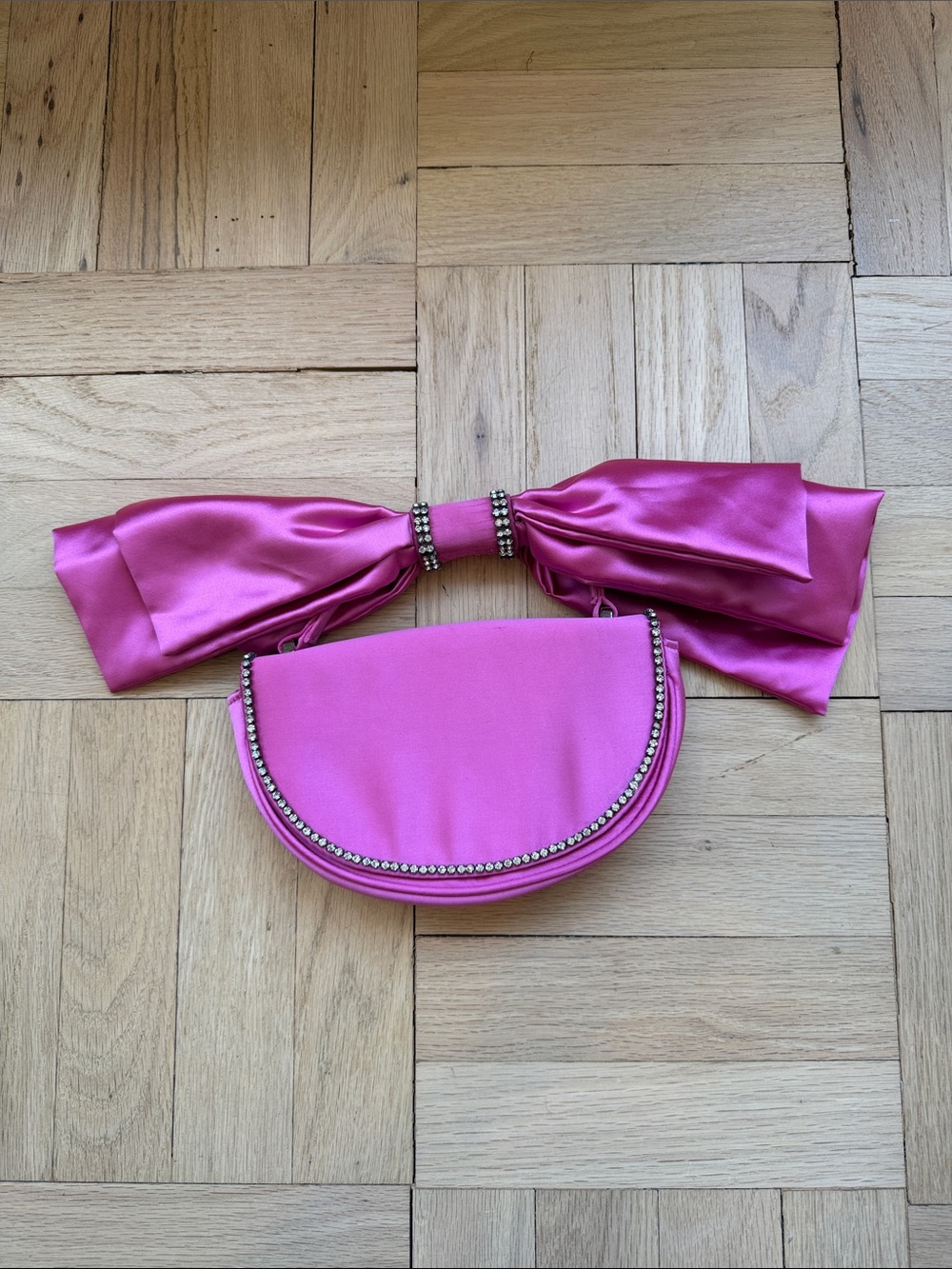 Pink Satin Bow Handbag